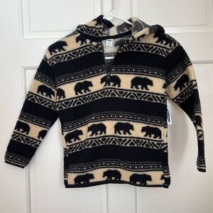 Black and Cream Bear Pattern Fleece Quarter Zip